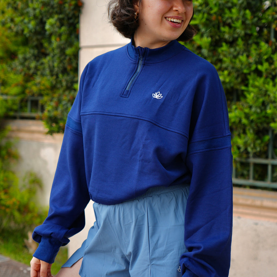 Polerón Mid Zip Azul Marino